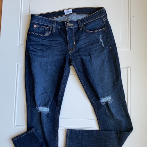 HUDSON Krista Super Skinny Jean Distressed Dark Wash 28 - Picture 3 of 9
